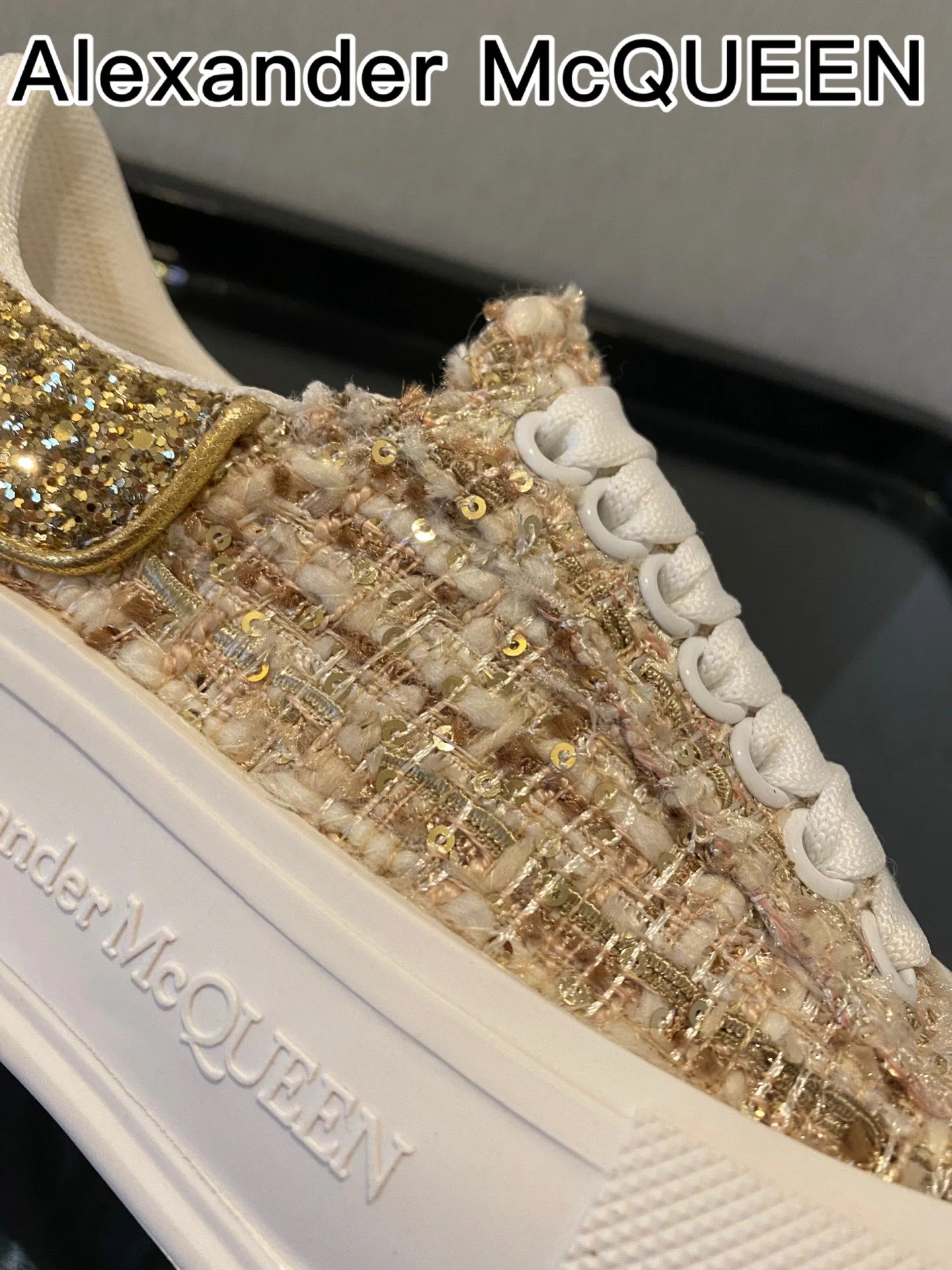 McQueen - Верх из шерсти - Подошва сзади - Кед - Золотой