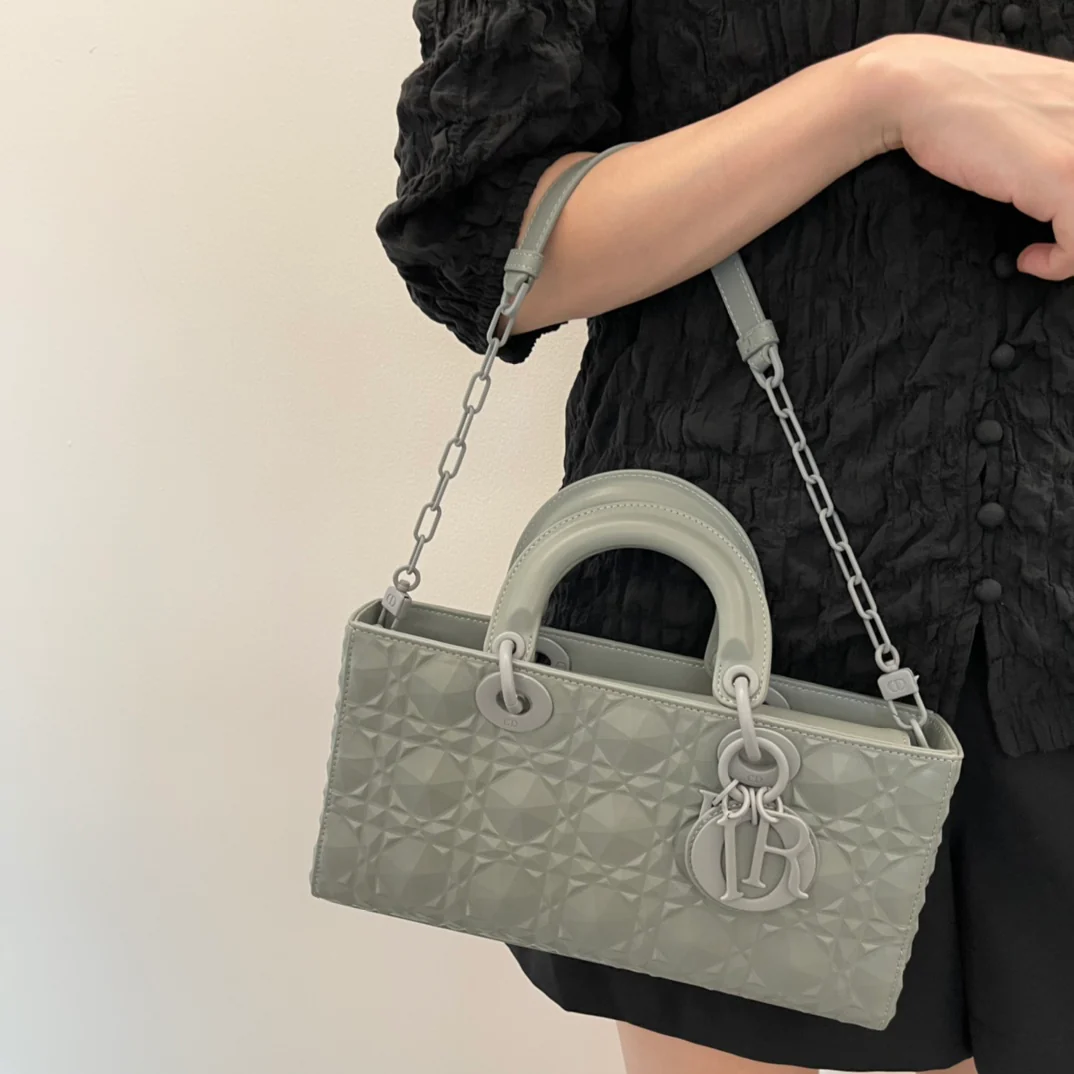 Сумка Dior Lady D'Joy - с ромбовидным узором - серая