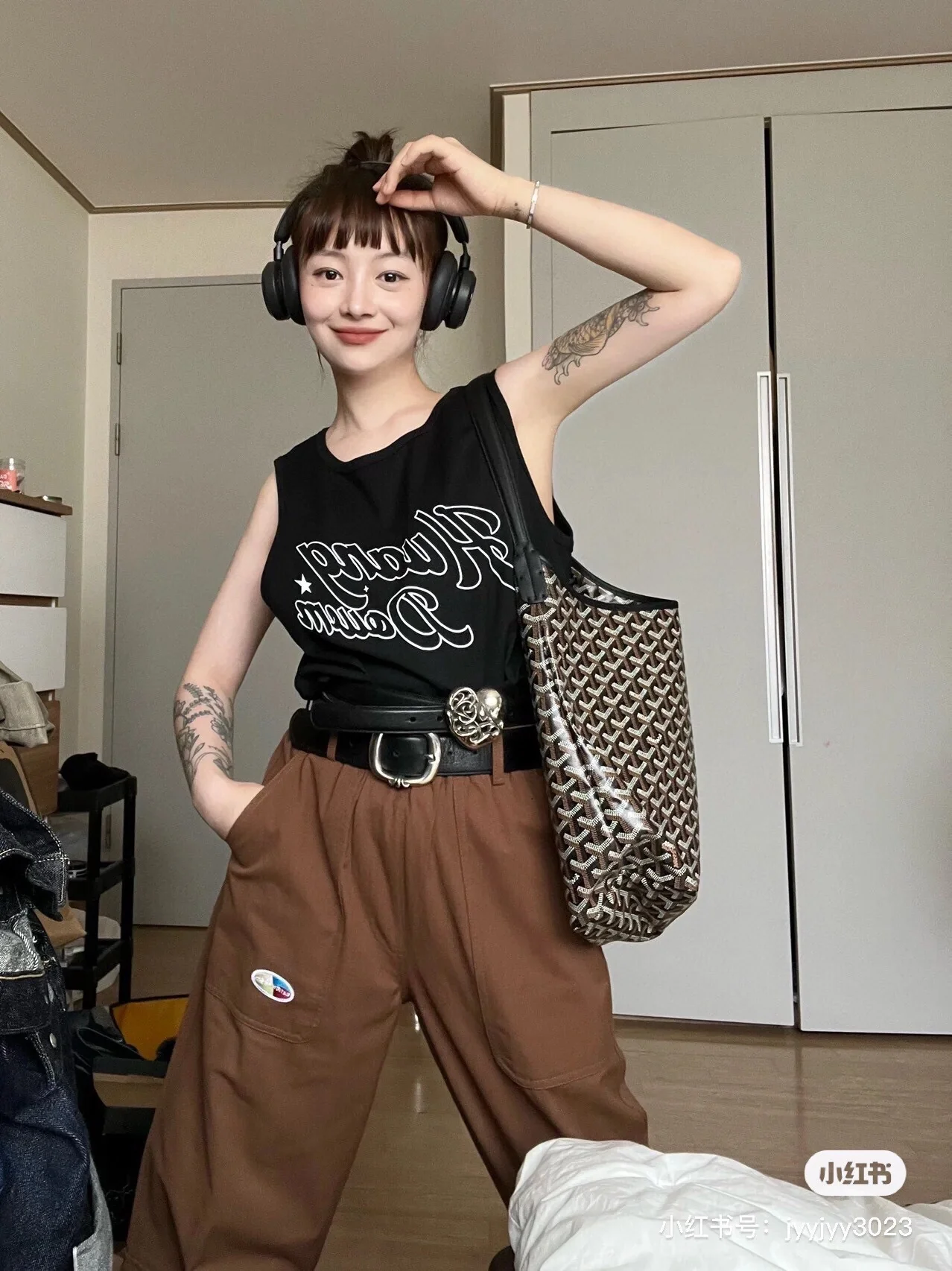 Сумка-тоут Goyard с монограммой, черная.