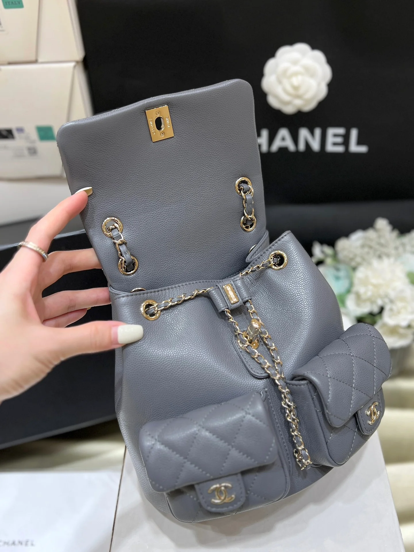 Рюкзак Chanel-Duma Frog — серый