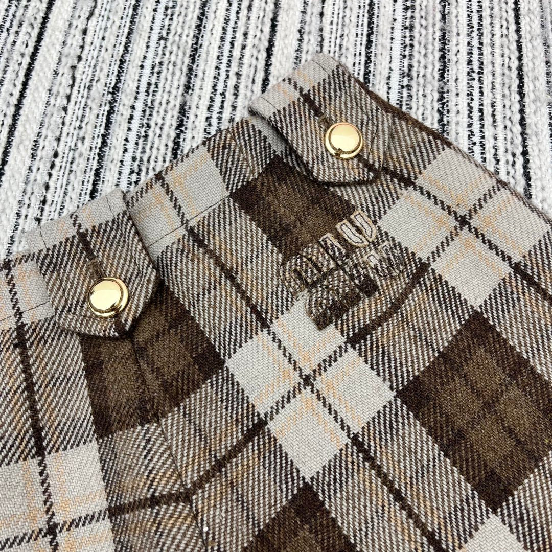 Miu Miu - 2404 - Новые клетчатые шорты с высокой талией