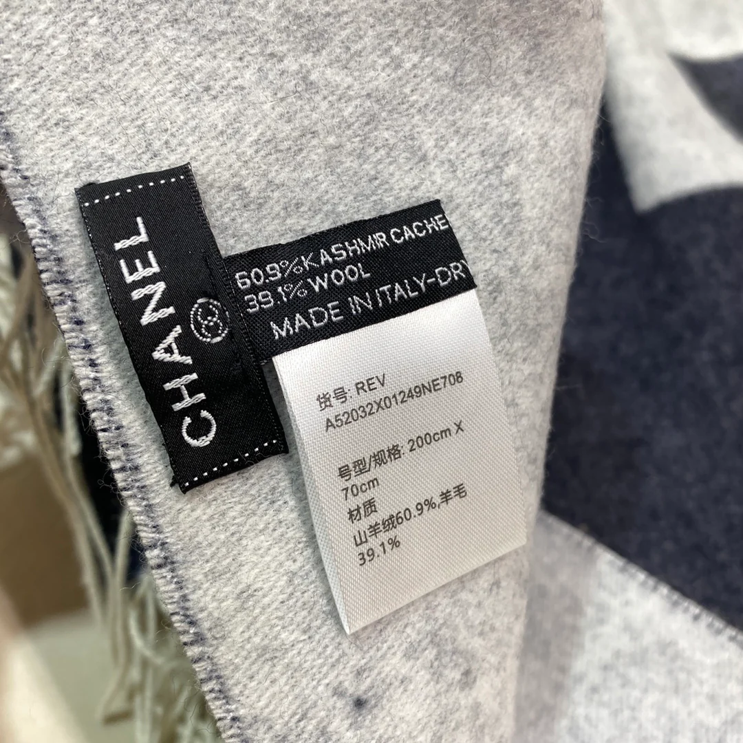 Шерстяной и кашемировый шарф Chanel - 70 см - 200 см - черный