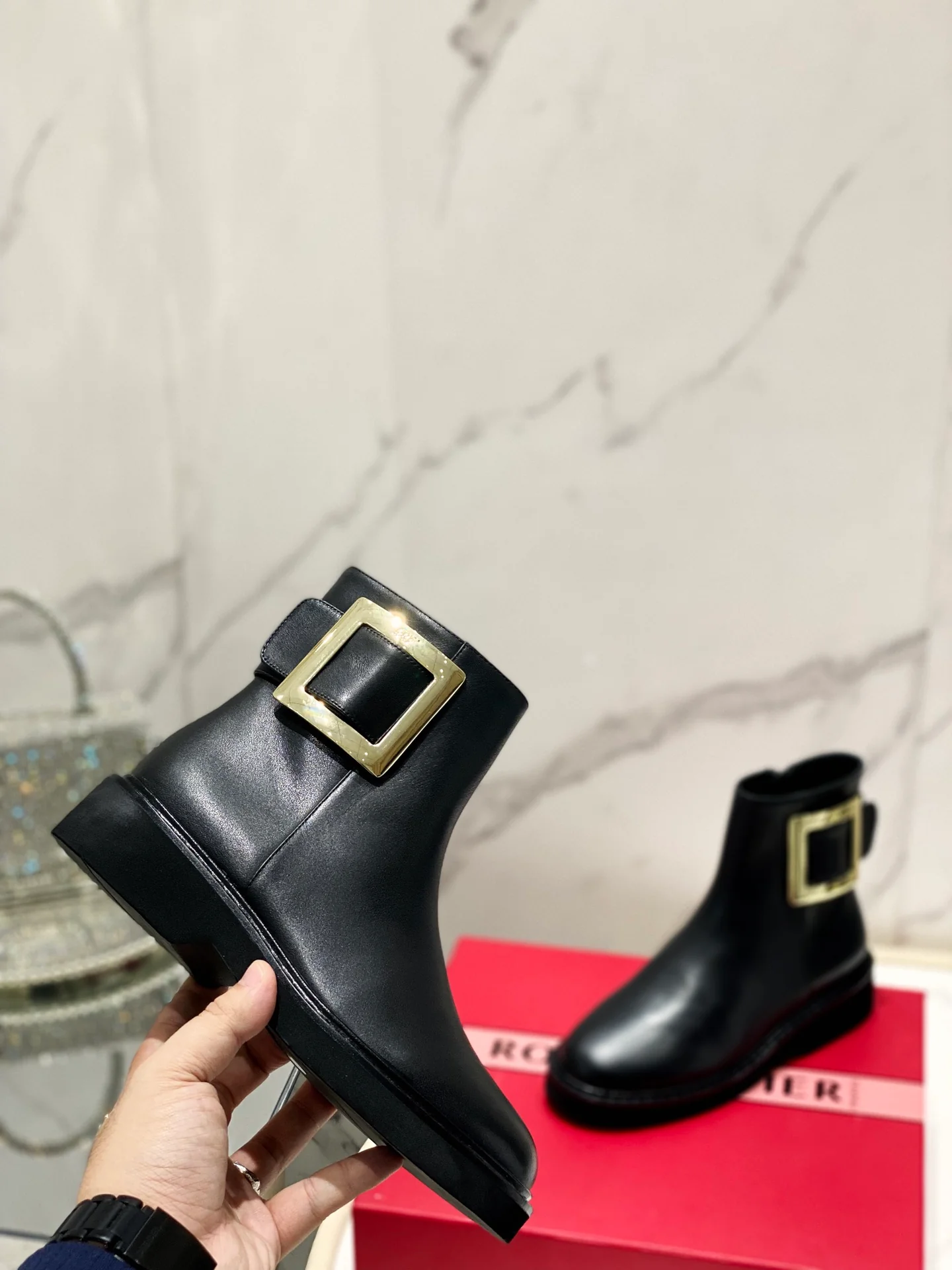 Ботинки RV Shoes - кожаные ботильоны 2024 года - черные