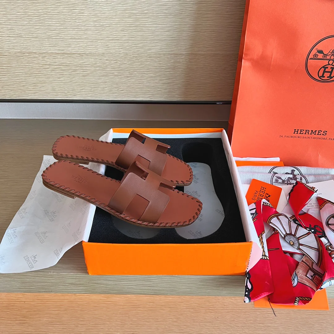 Тапочки Hermes-h Flat Slippers-9