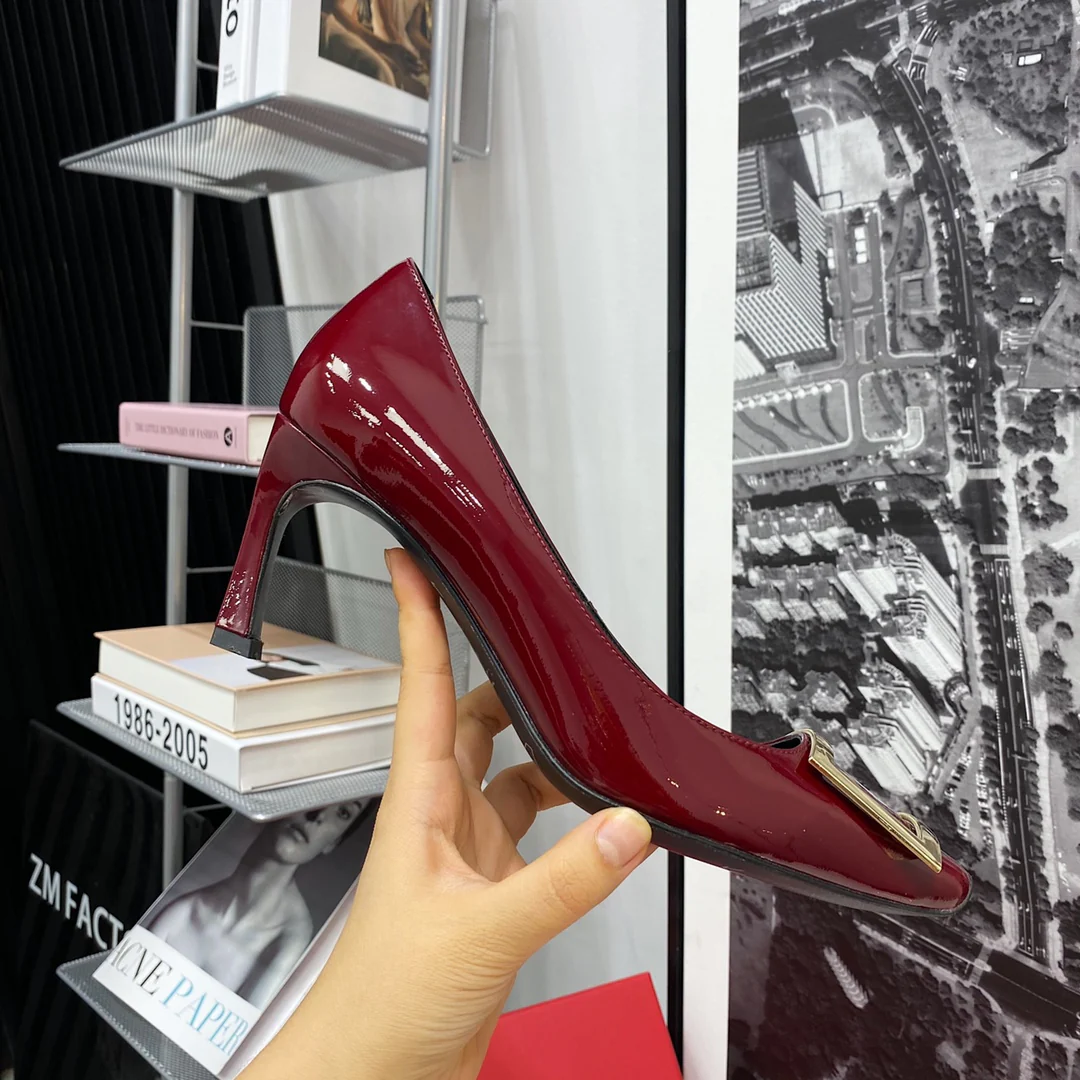 RV-7-5cm Каблук-банан - Винно-красный