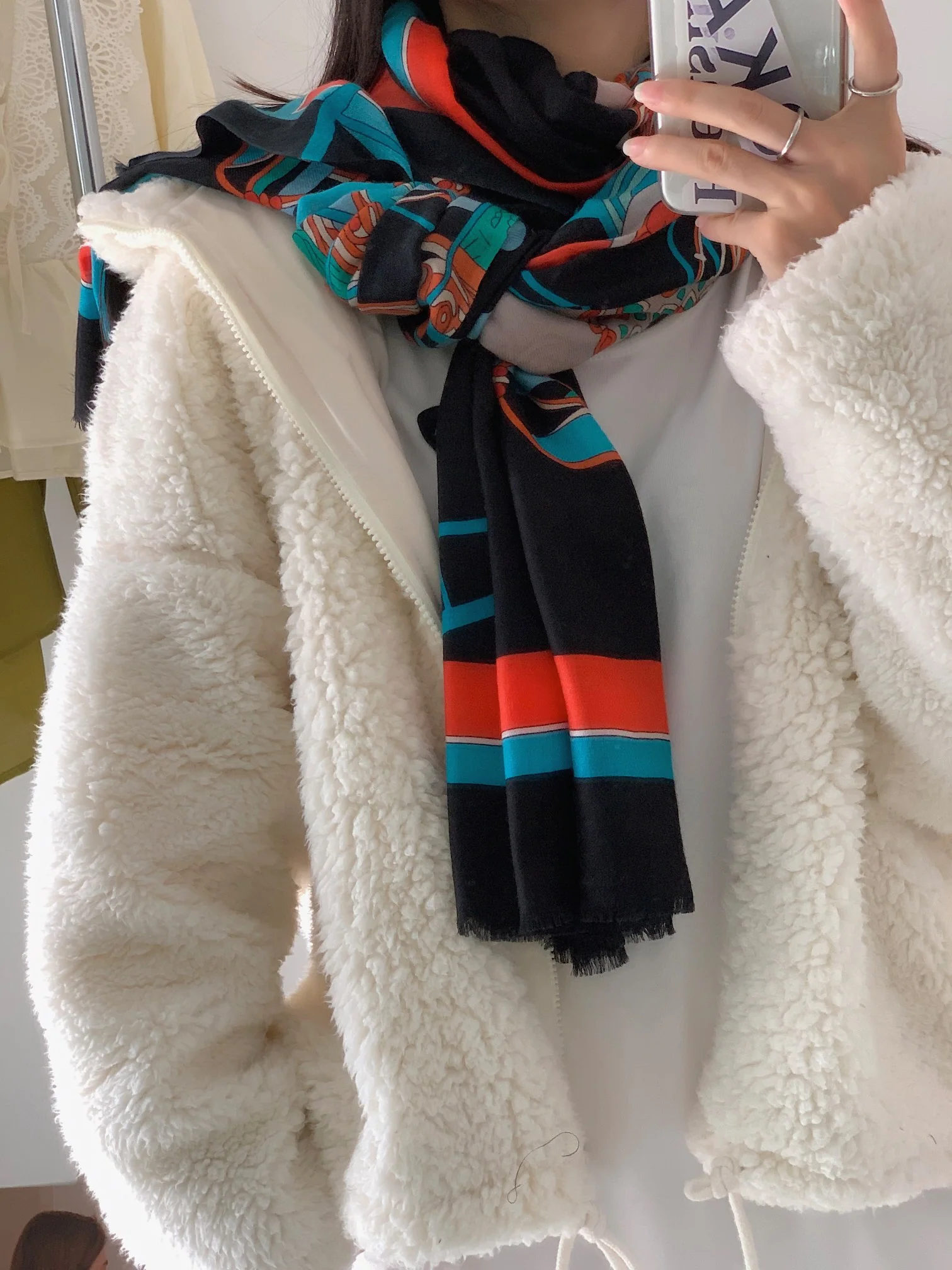 Кашемировый шарф Hermes - 110-200 см - 100% - Кашемир премиум-класса