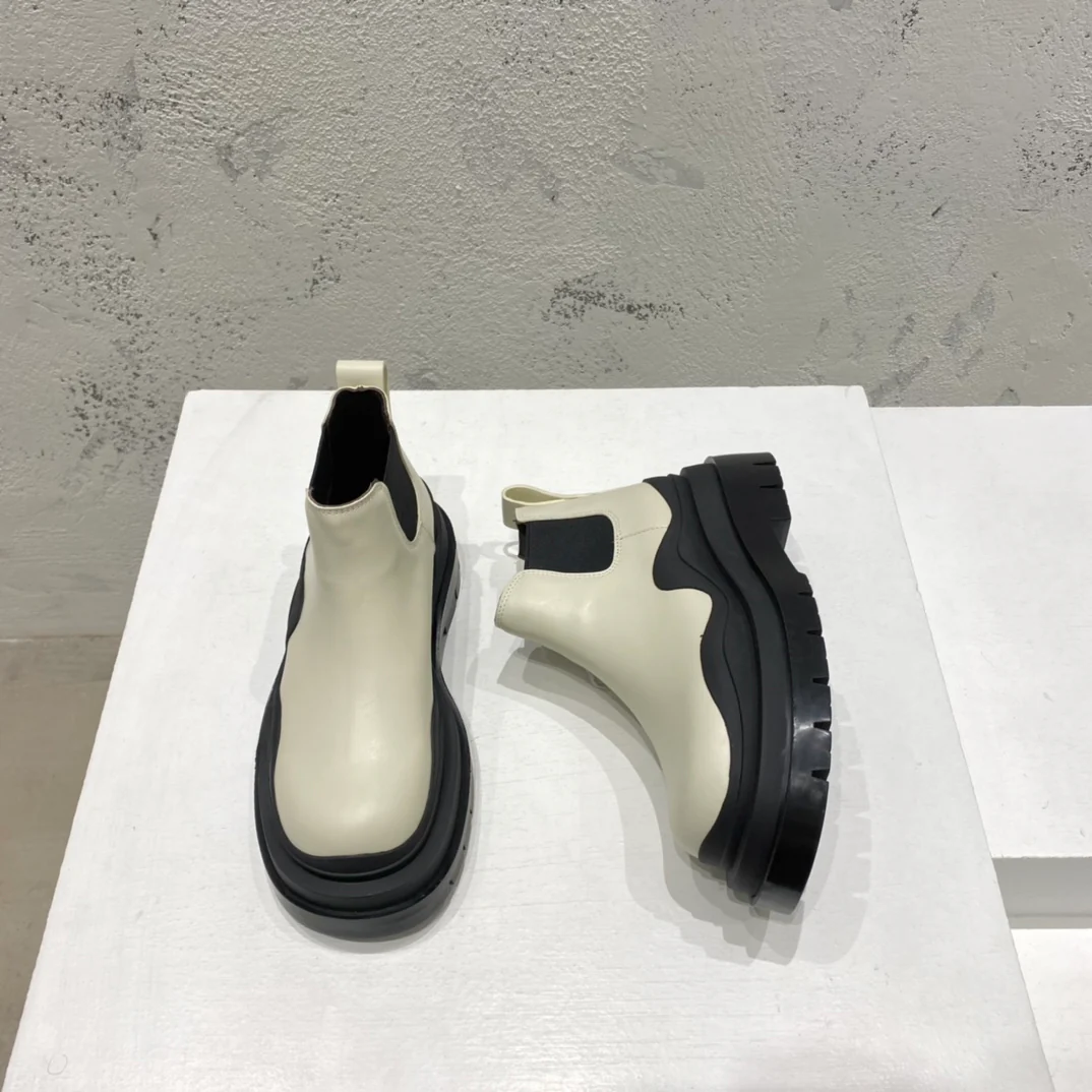 BV-22ss - Британские ретро-ботинки до щиколотки - Унисекс - Бежевые с черной подошвой