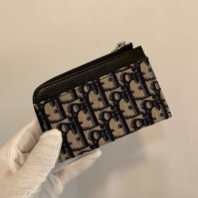Dior 老花拉链零钱包-银Logo