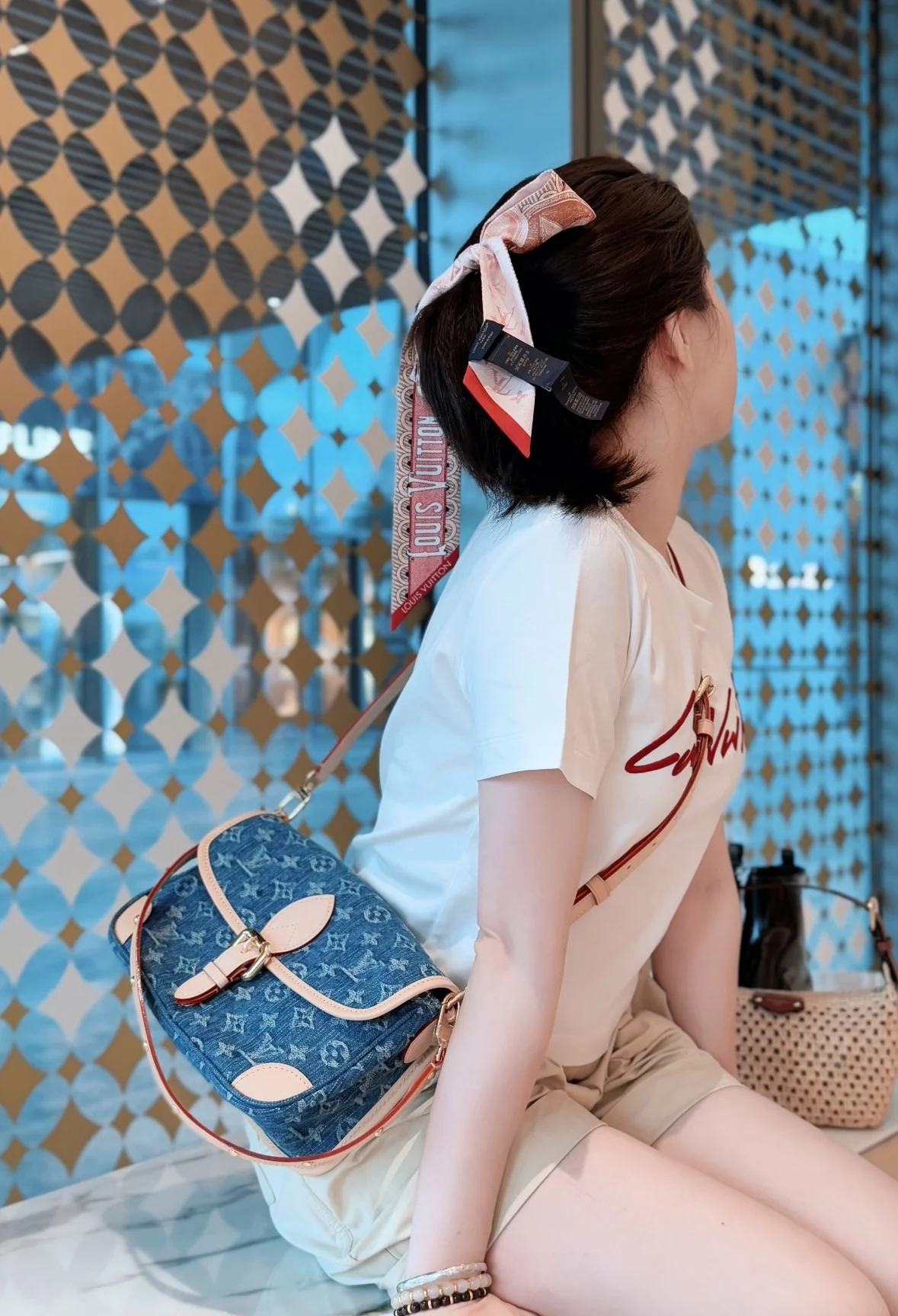 Сумка-багет LV - джинсовая