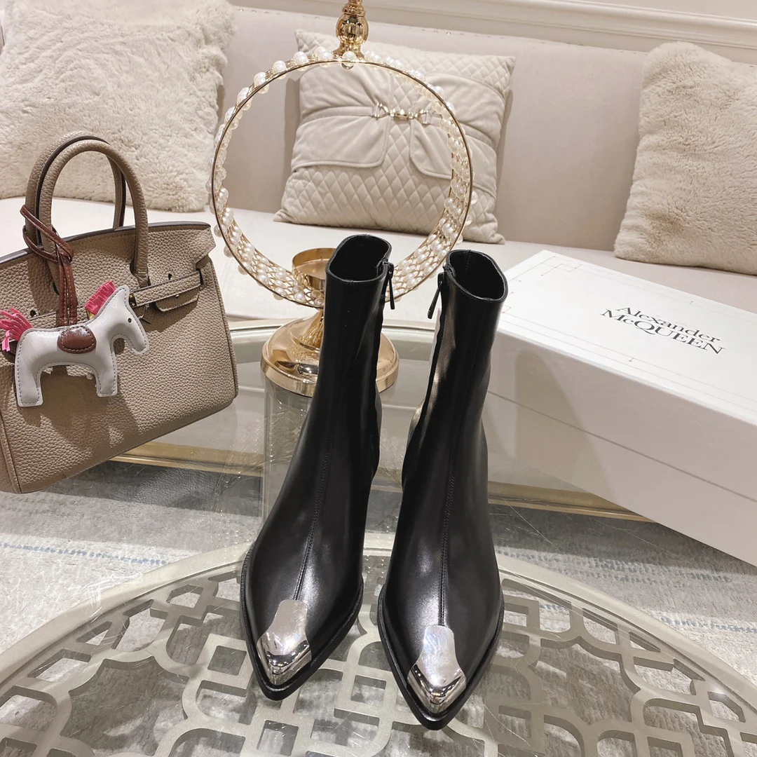 Ботильоны Alexander McQueen Retro с металлическим носком и застежкой-молнией