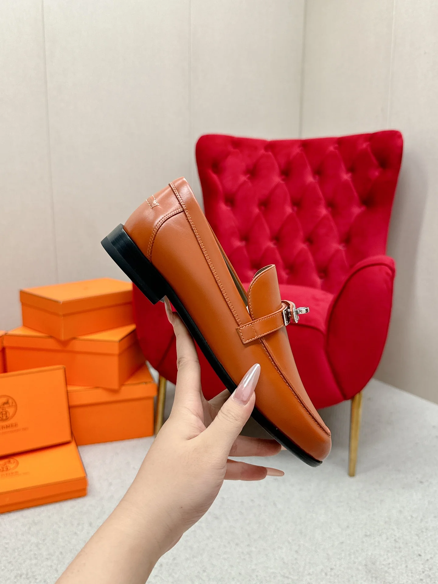 Лоферы Hermes Kelly 2024 - Кофейно-коричневый