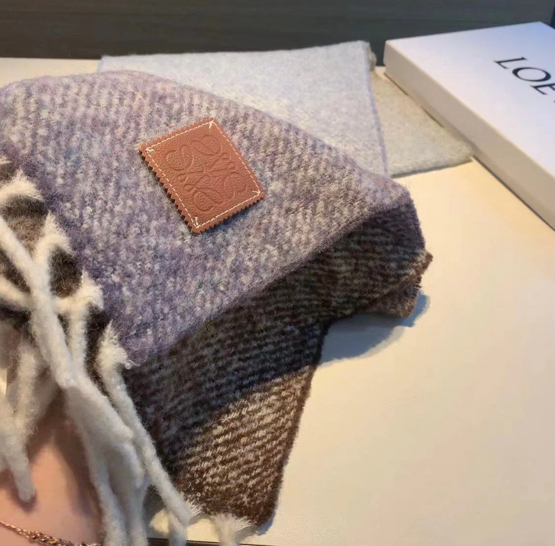 Шарф в стиле Лолита - однотонный - 250 см - 28 см - синий