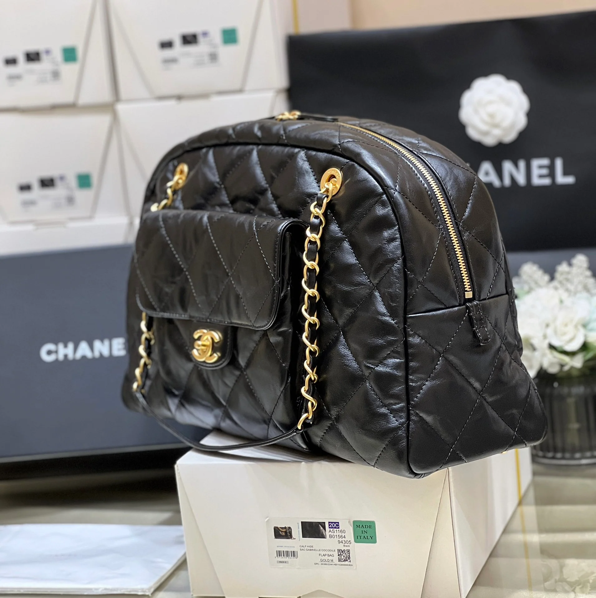 Большая сумка Chanel Bowling Bag (на одно плечо) - черная