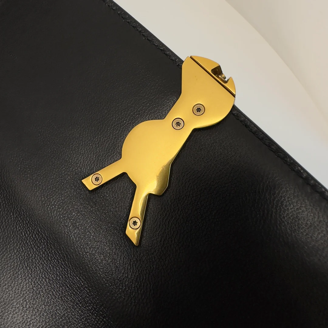 Сумка-тофу YSL Box Saint Laurent - Большая - Лакированная черная