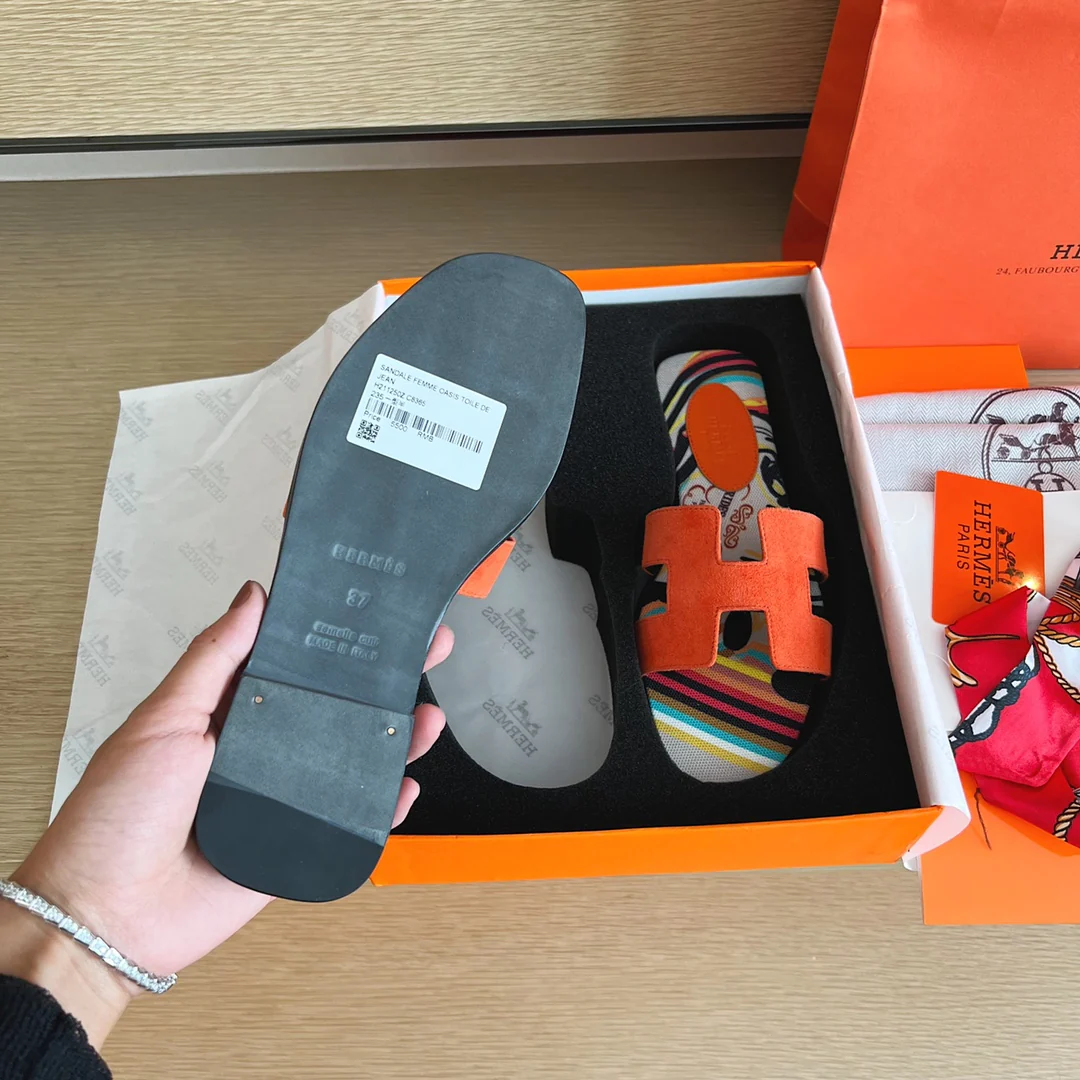 Тапочки Hermes-h Flat Slippers-2