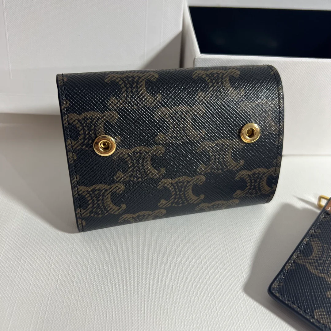 Celine-TRIOMPHE 二合一款 标志印花短款钱包