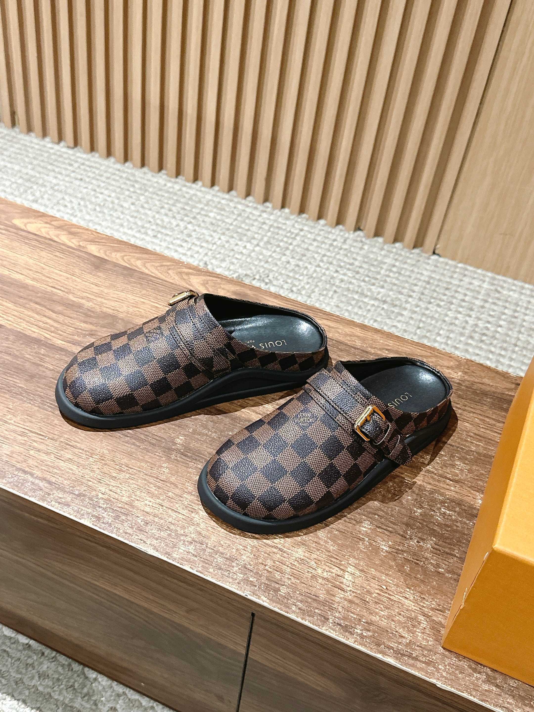 Новинка LV 2025 - Биркенштоки - Клетчатый узор - Черный - 1