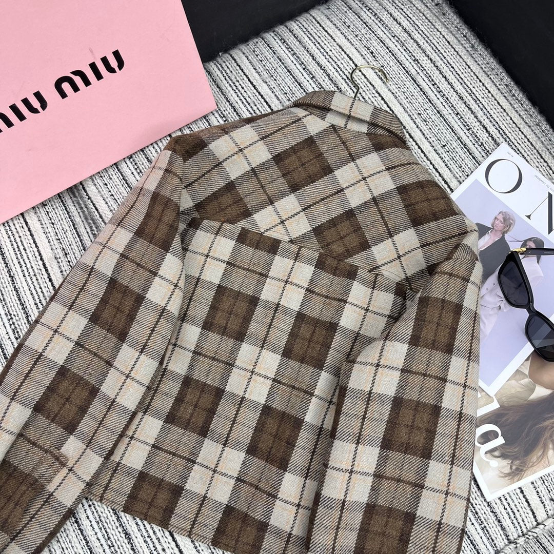 Miu Miu - 2404 - Новая клетчатая рубашка-куртка с воротником