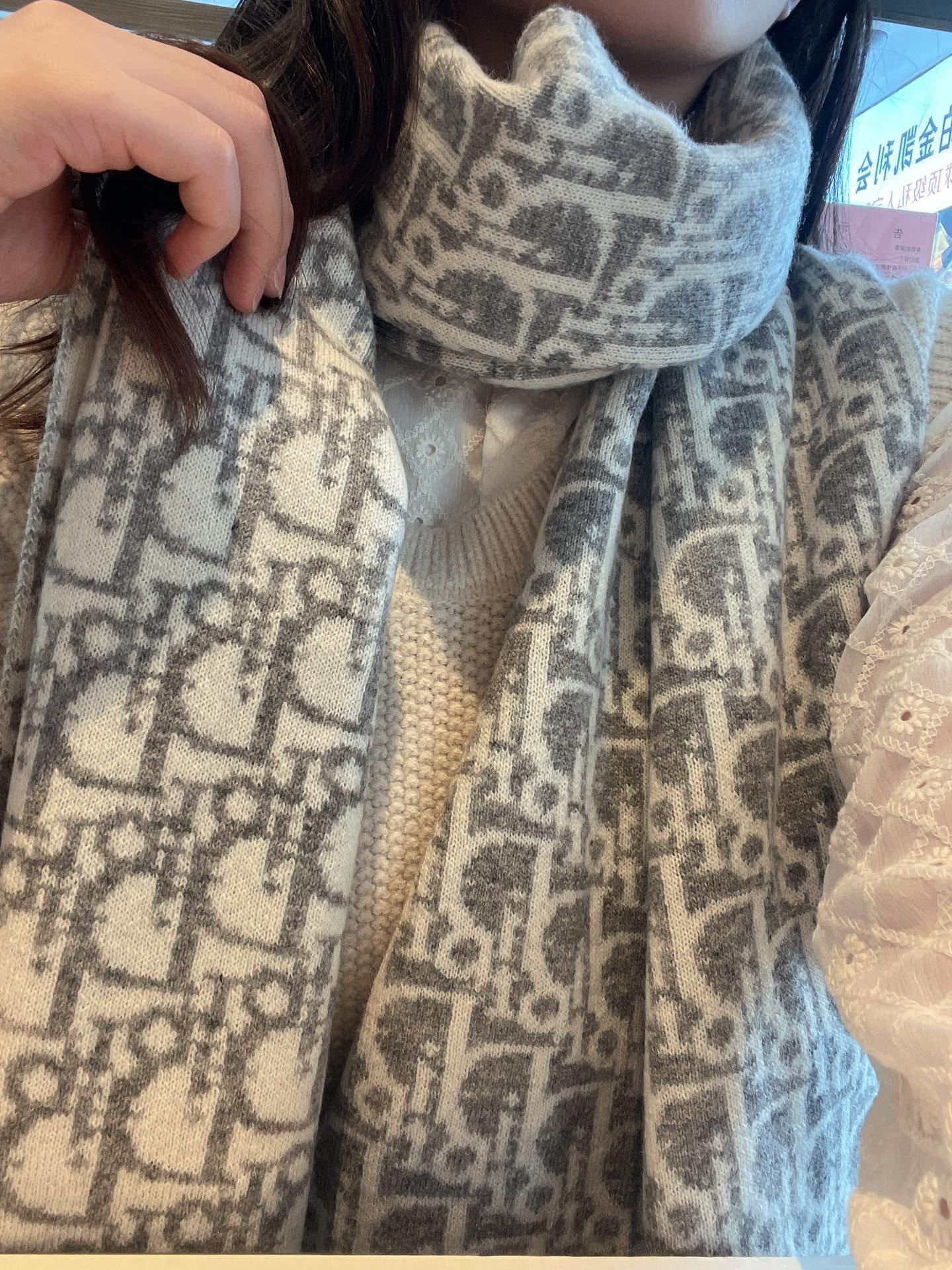 Шарф Dior с монограммой - кашемир и шерсть - 1 шт.