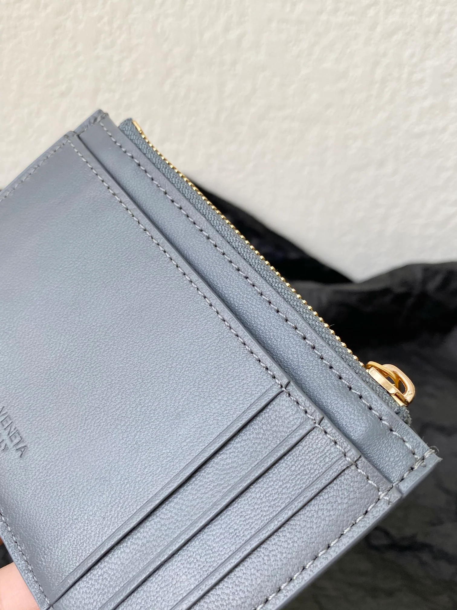 BV-大格子 编织 拉链卡包 零钱包 12x8x0.5cm