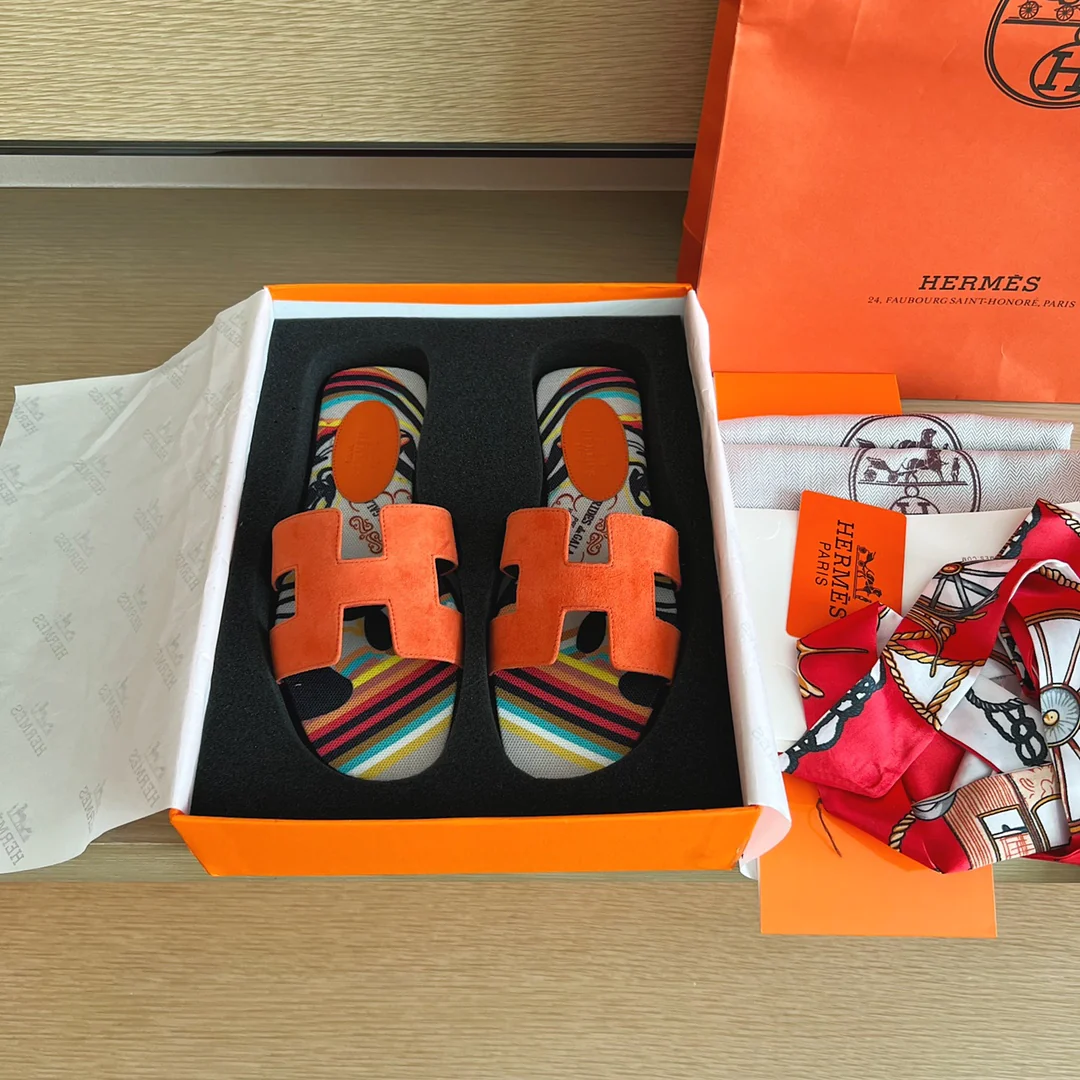 Тапочки Hermes-h Flat Slippers-2