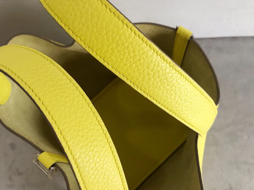 Hermes Picotin 18tc Лимонно-желтая серебряная пряжка