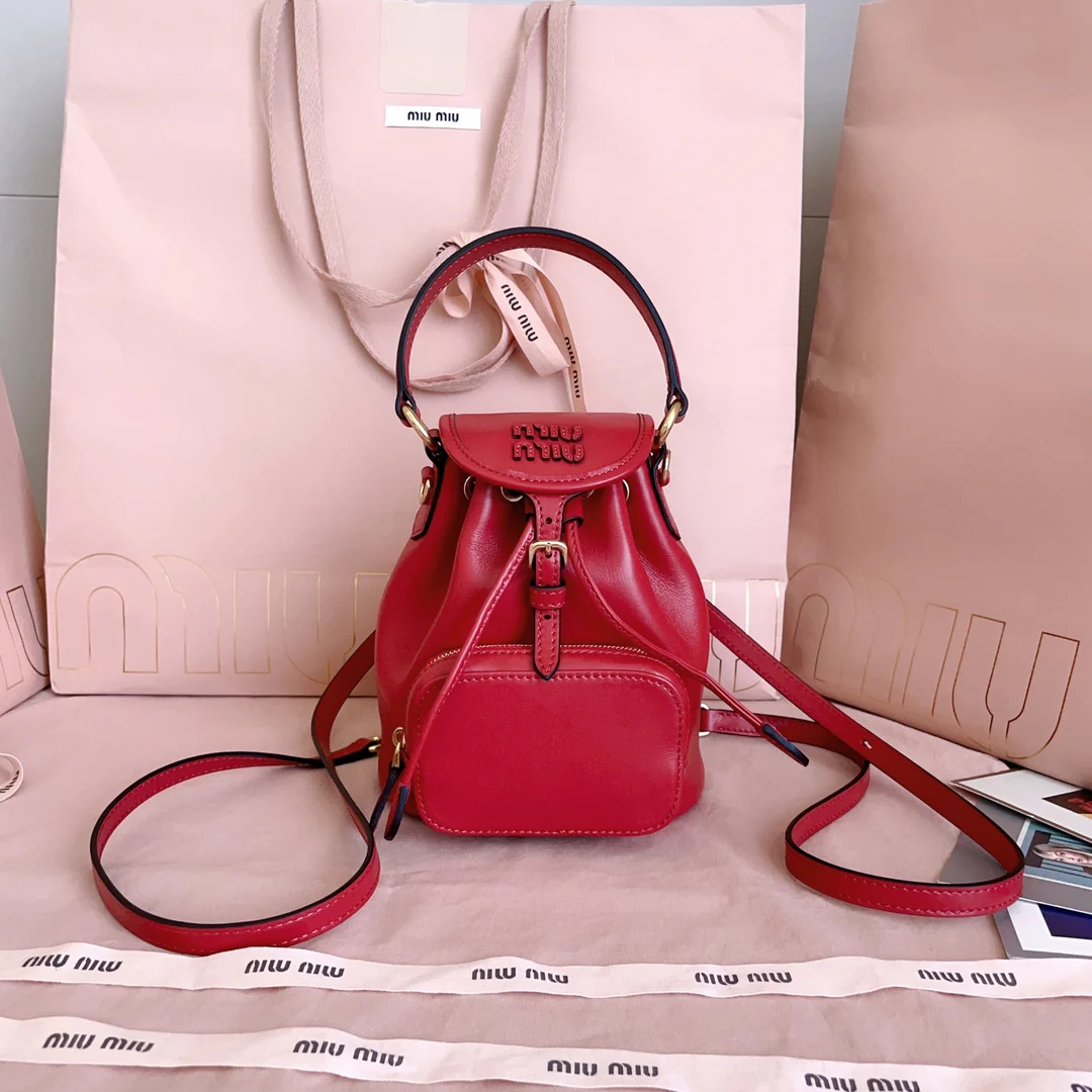 Рюкзак Miu Miu-5bz045 в стиле преппи, мини, красный.