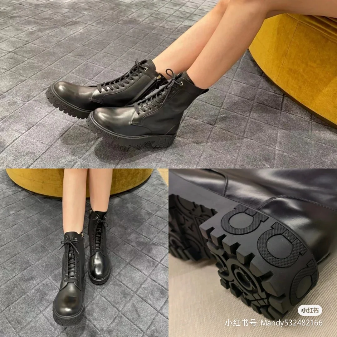 Salvatore Ferragamo - Коллекция с подиума 22 - Ботинки на шнуровке до середины икры