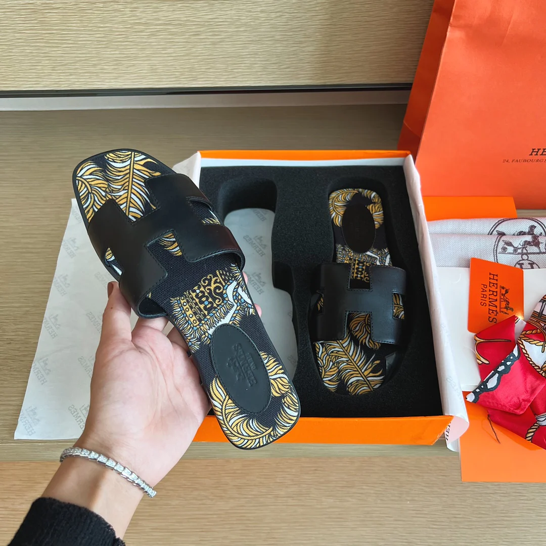 Тапочки Hermes-h Flat Slippers-1