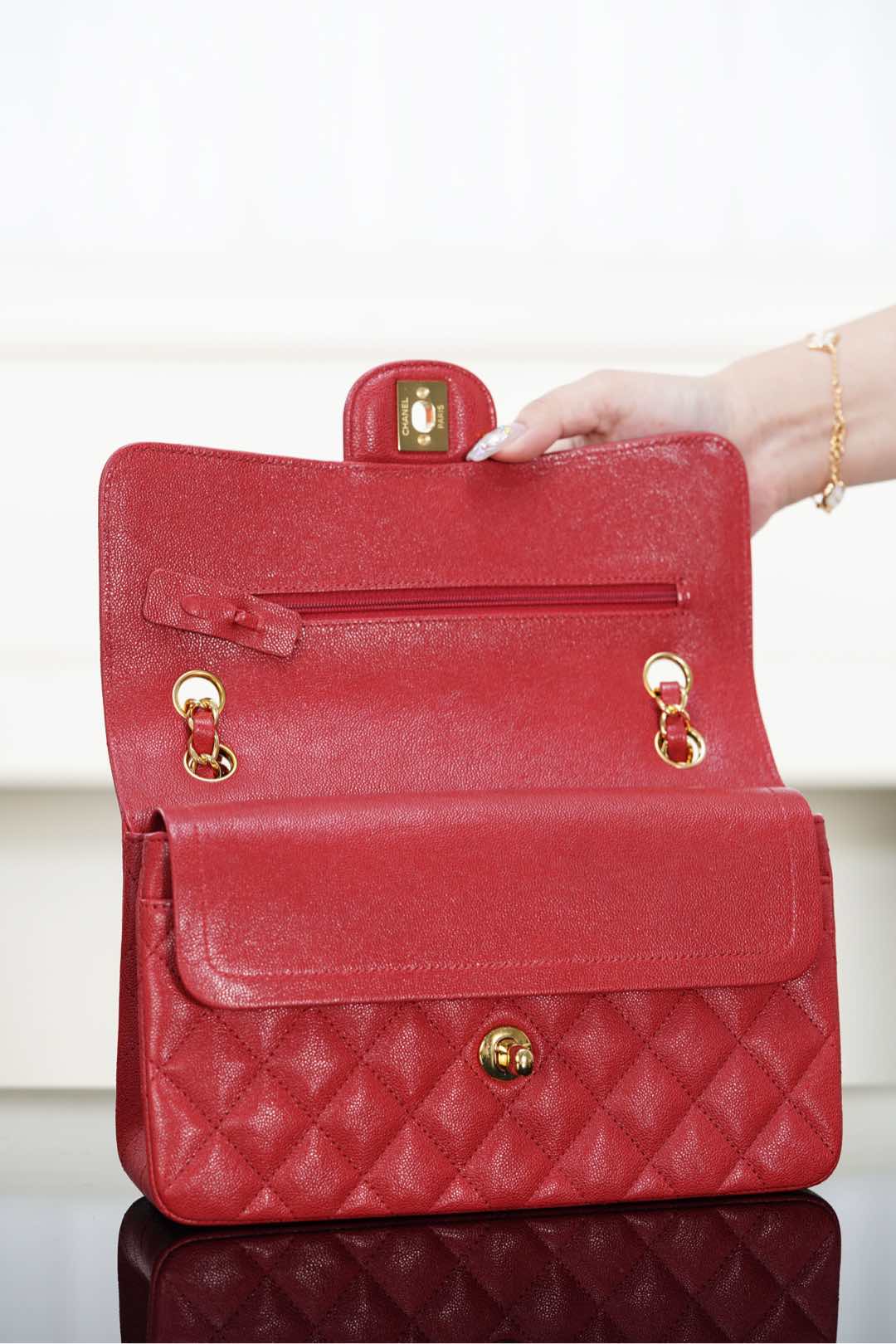 Chanel Classic Flap Leather - Red - Small
