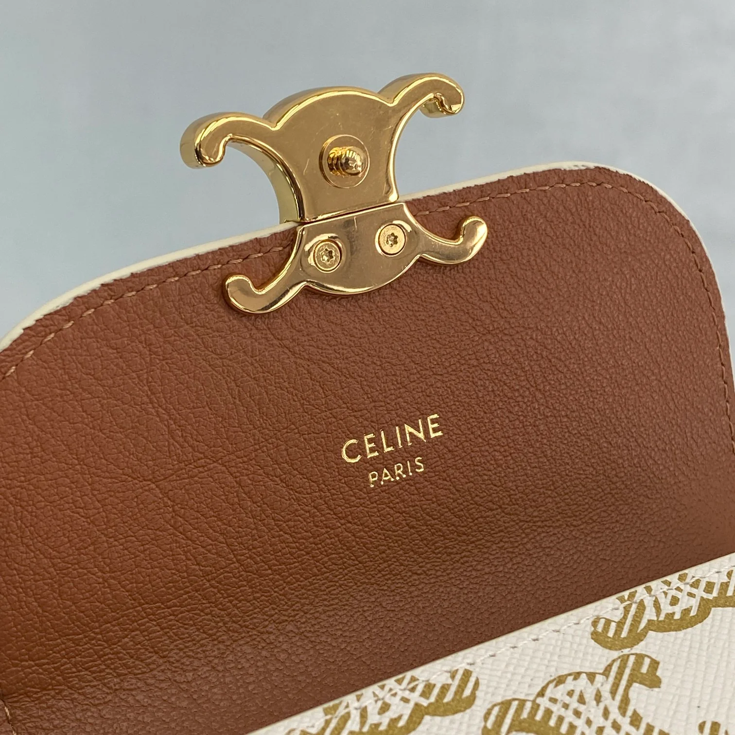 Celine-TRIOMPHE 翻盖卡包钱包 老花白