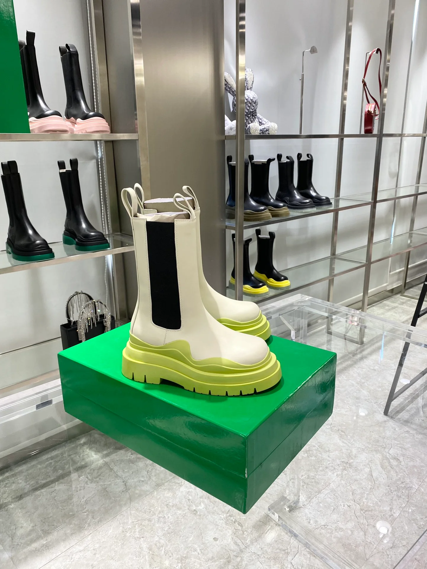 Обувь BV - BV - желтая подошва - до середины икры - ботинки Martin на платформе