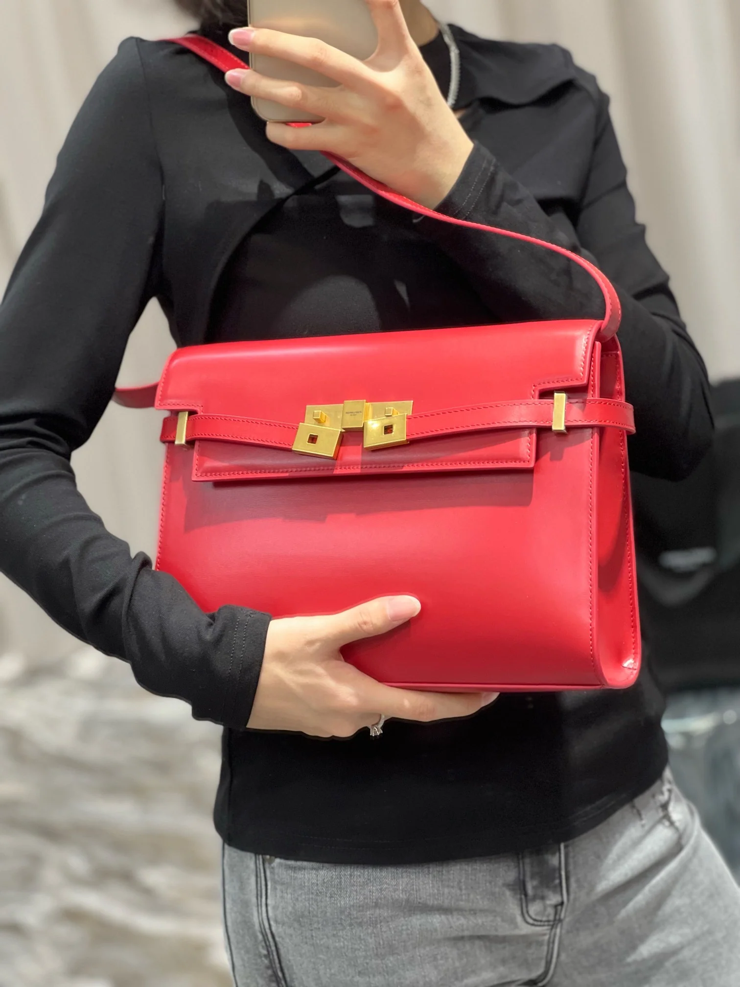 Сумка YSL Manhattan через плечо/кроссбоди - красная