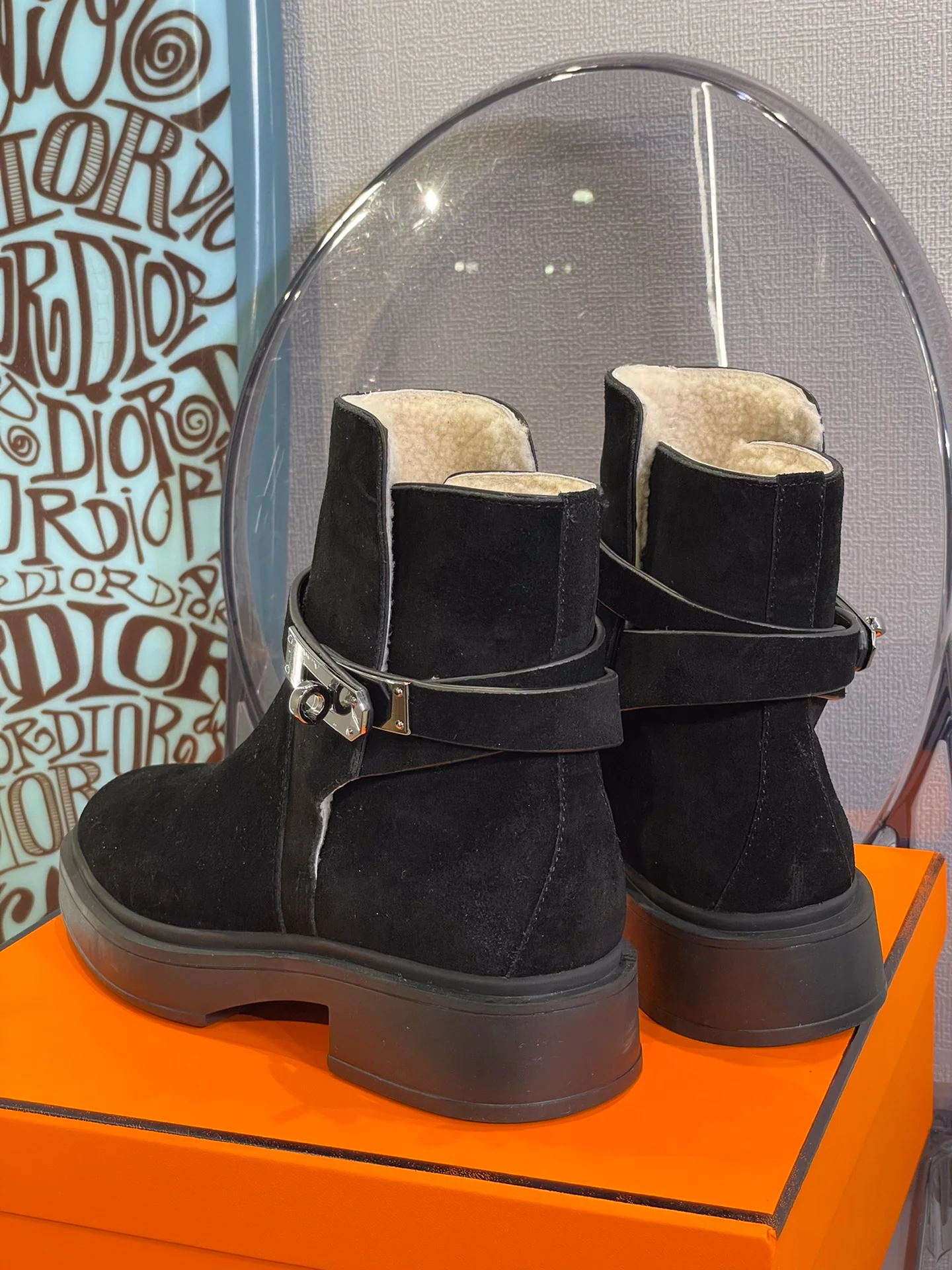 Замшевые ботильоны Hermes Kelly