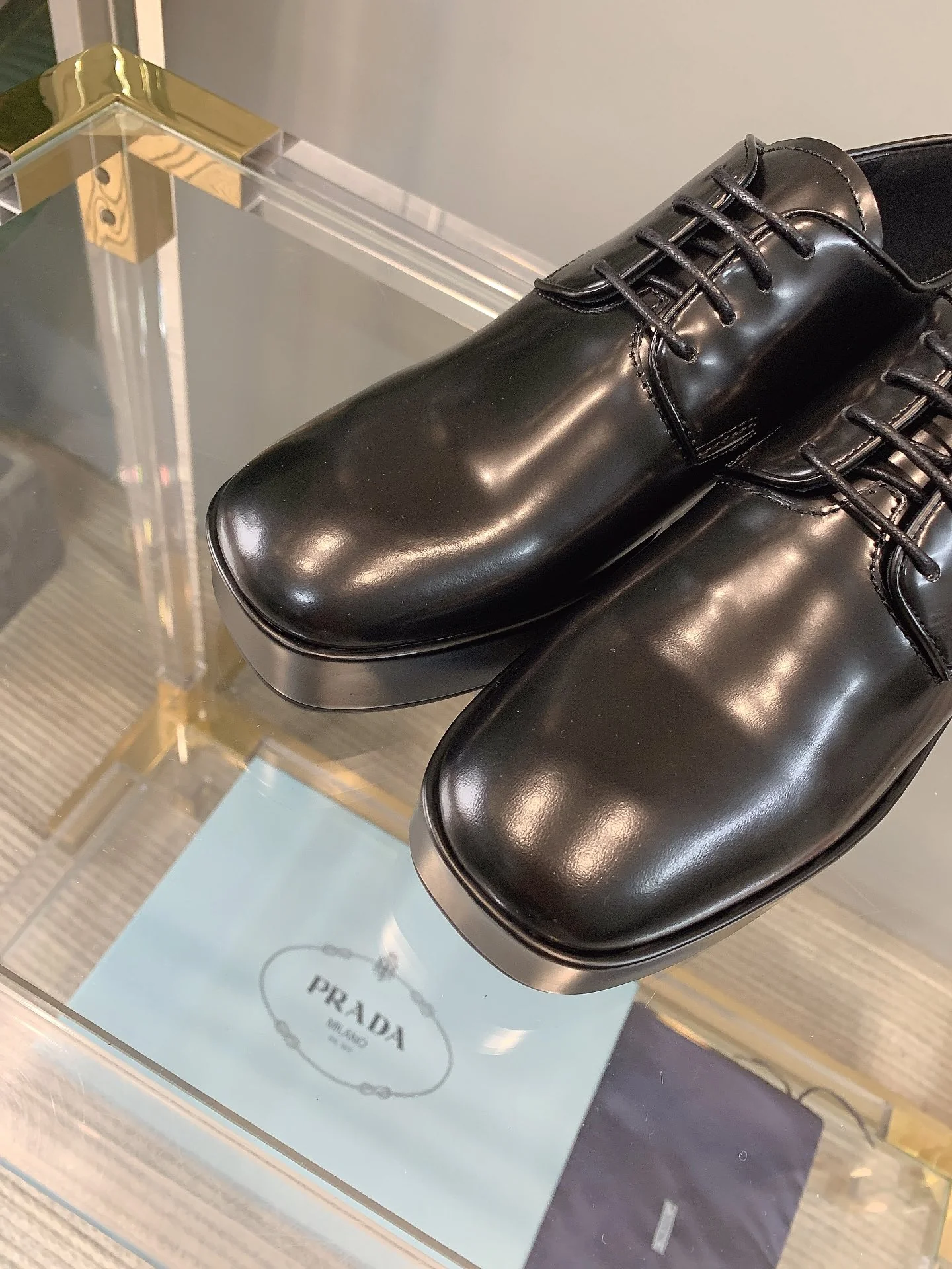 Prada - Кожаные туфли на платформе