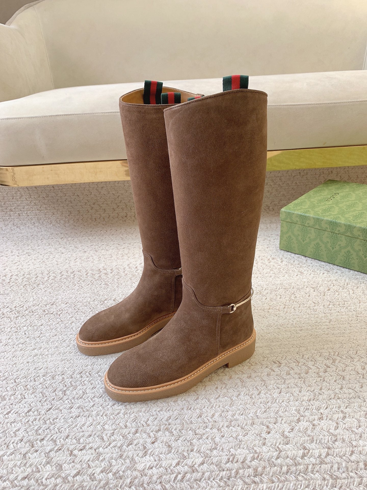 Ботинки Gucci 2024 Horse Stud Boots - Кофейно-коричневый