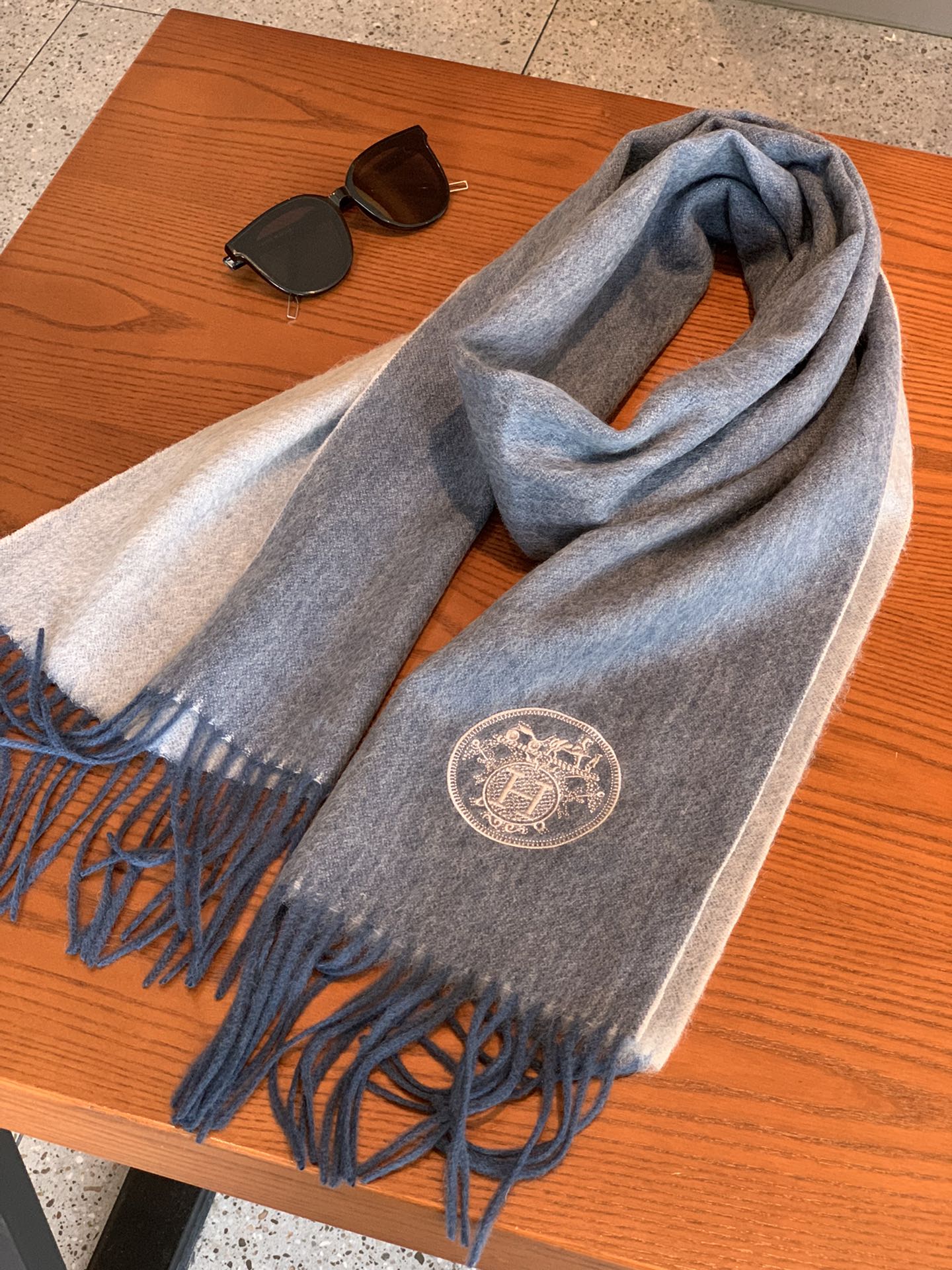 Двусторонний кашемировый шарф Hermes - 180 см - 35 см - 2