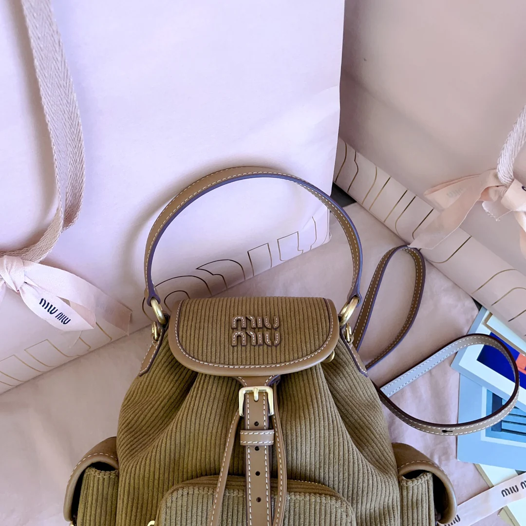 Рюкзак Miu Miu-5bz043 из вельвета - коричневый