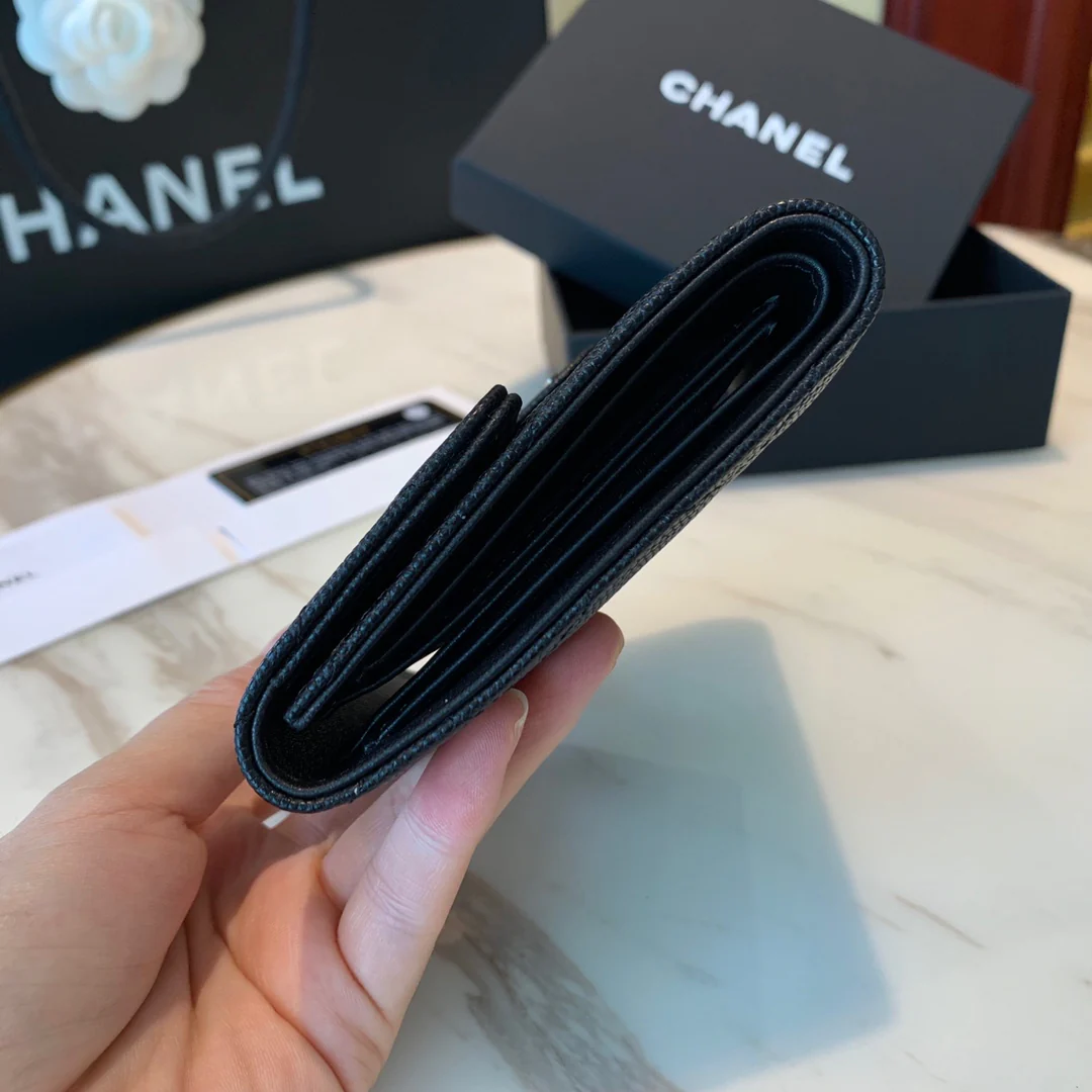 Кошелек Chanel Classic Bulb Pattern - CF - черный с серебряной пряжкой