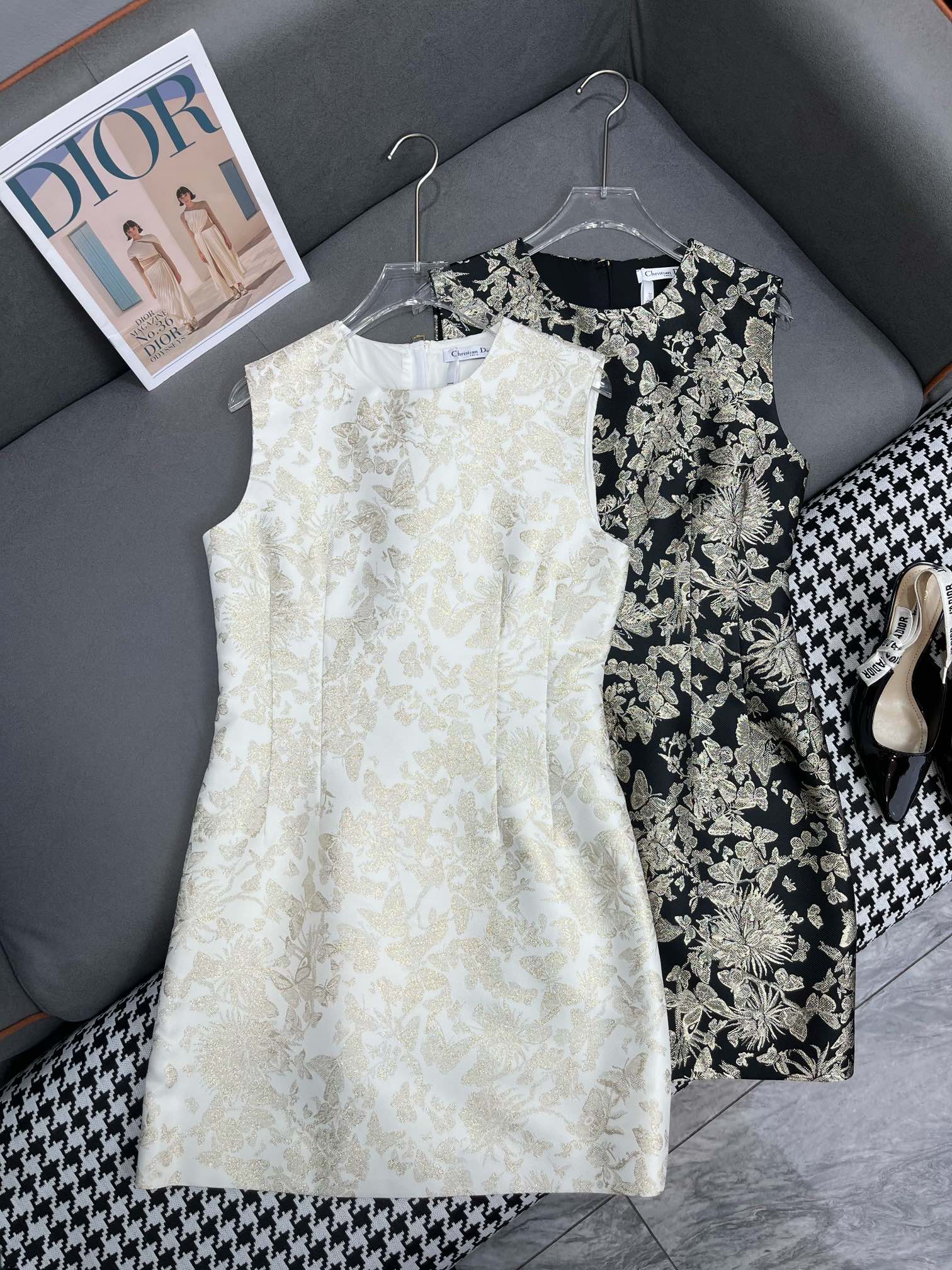 Летний комбинезон Dior 2403-24ss без рукавов с круглым вырезом - черный