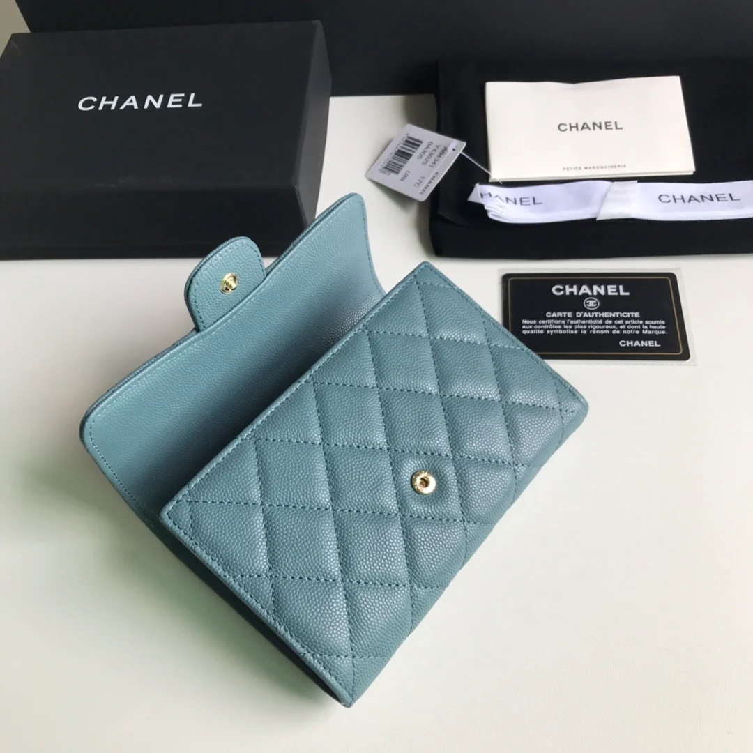 Оправа Chanel CF Tri-fold Frame - Haze Blue Lychee Skin Gold Buckle