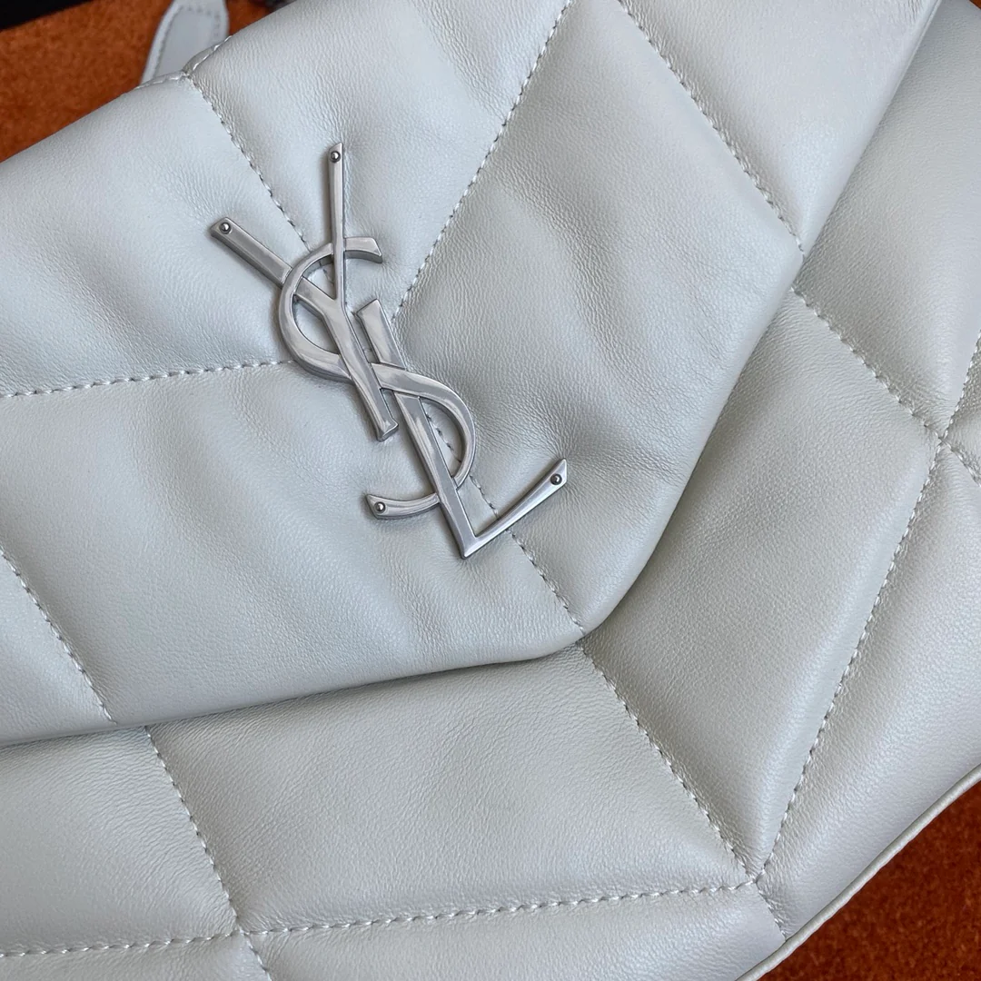 Сумка-пуховик YSL из овечьей кожи - белая - маленькая