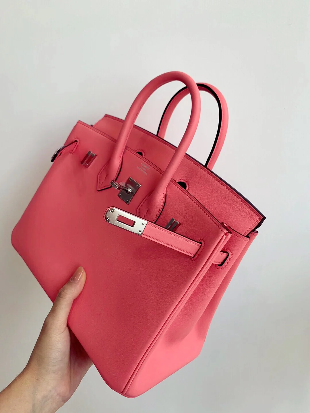 Сумка Hermes Birkin 25 Swift Pink с серебряной пряжкой
