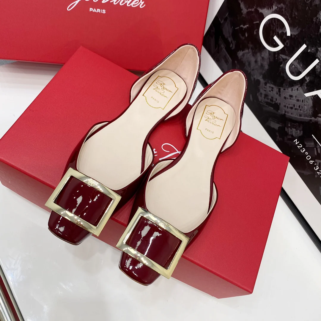 RV-Flat Bottom Hollow Square Toe-Wine Red