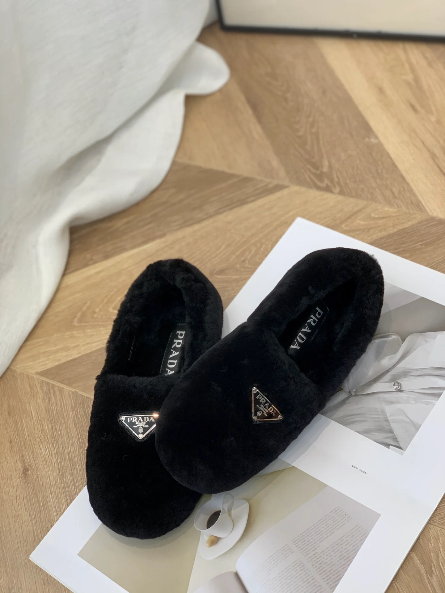 Обувь Prada - шерстяные лоферы Prada