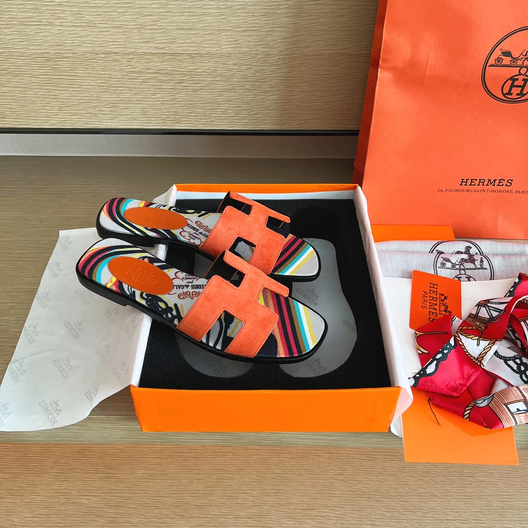 Тапочки Hermes-h Flat Slippers-2