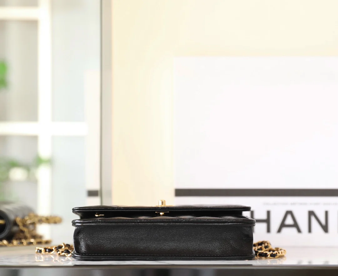 Сумка Chanel на цепочке с петлевой ручкой - WOC - Черная