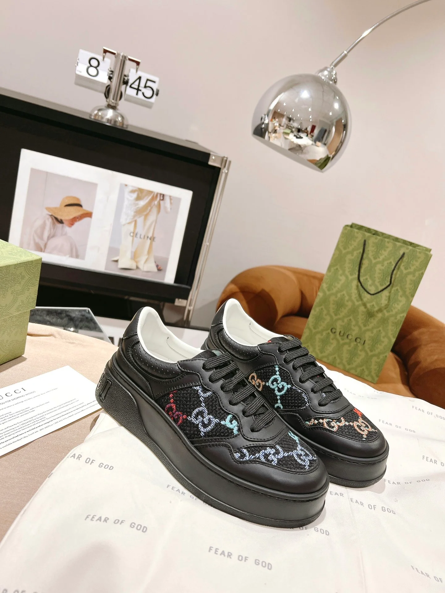 Юбилейные кроссовки на платформе Gucci - унисекс