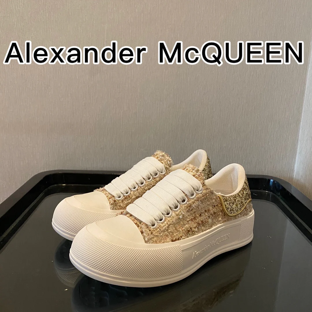 McQueen - Верх из шерсти - Подошва сзади - Кед - Золотой
