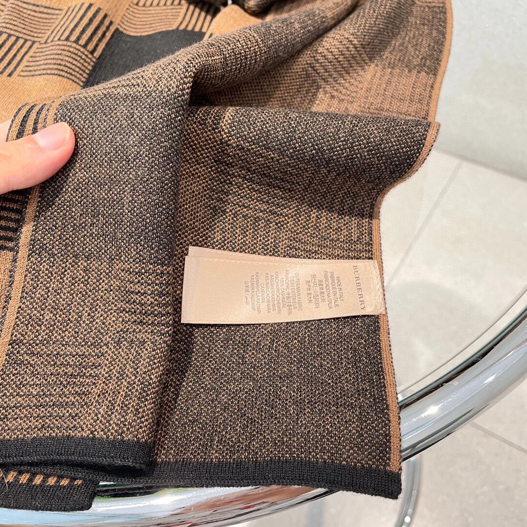 Классический шарф для верховой езды Burberry - 180 см - 32 см - 100 см - Импортный вязаный кашемир - Коричневый